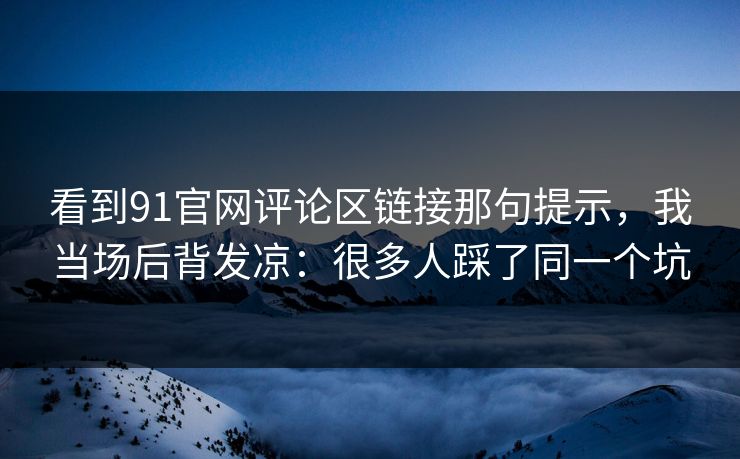 看到91官网评论区链接那句提示，我当场后背发凉：很多人踩了同一个坑