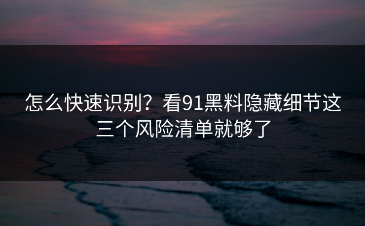 怎么快速识别？看91黑料隐藏细节这三个风险清单就够了