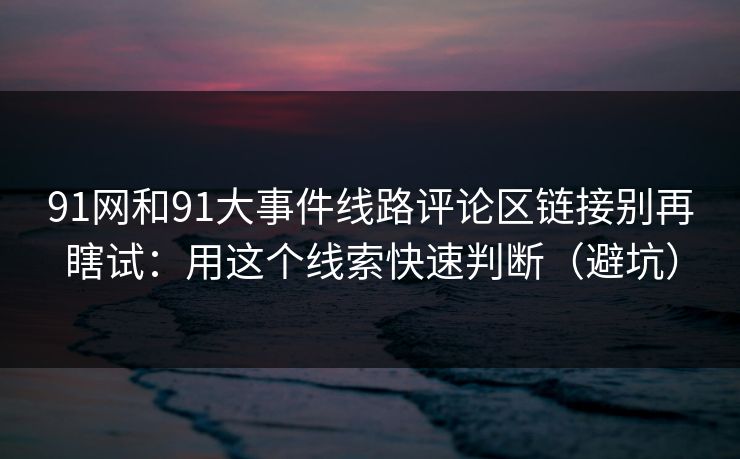 91网和91大事件线路评论区链接别再瞎试：用这个线索快速判断（避坑）
